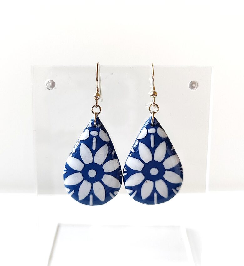 Gari polimērmāla auskari zilā krāsā