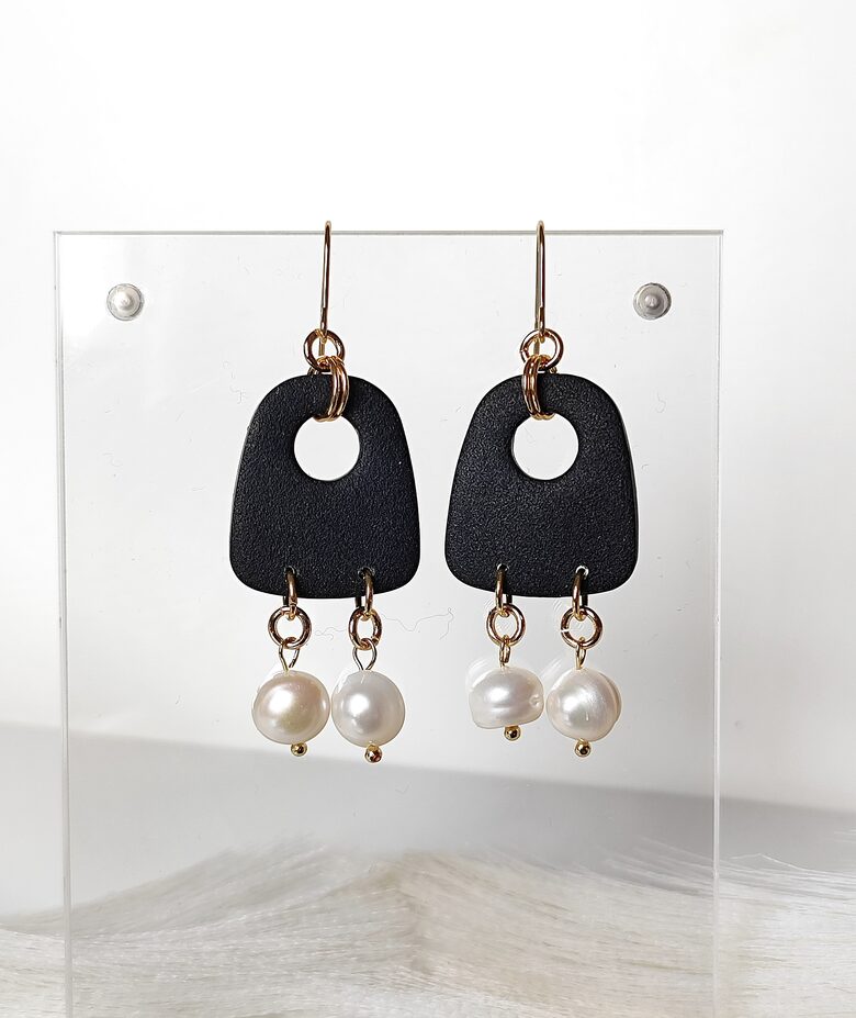 Black and pearl earrings