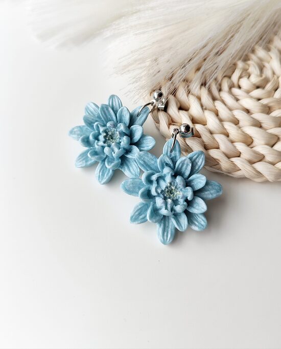 Light blue flower earrings
