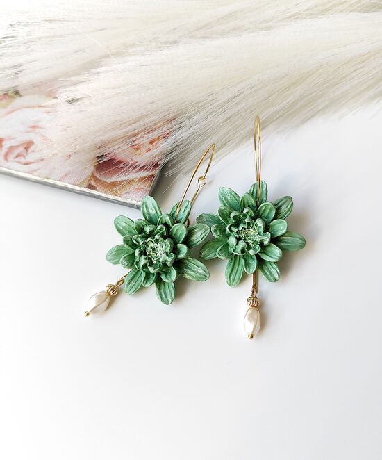 Green hoop earrings
