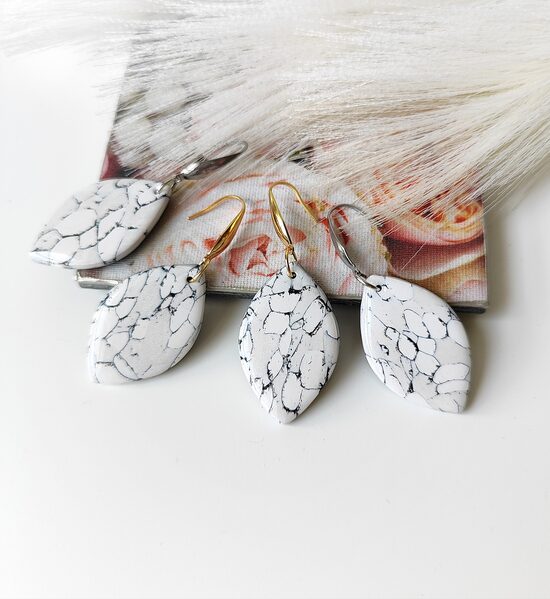 Black and white marble earrings