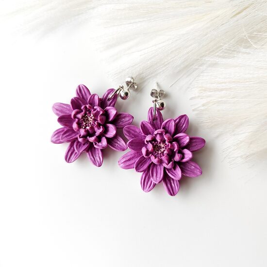 Purple flower earrings