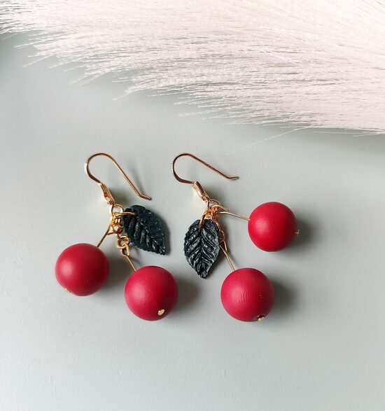 Polymer clay Cherry earrings