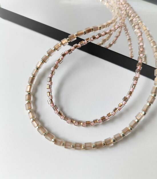 Champagne color necklaces, set of 2