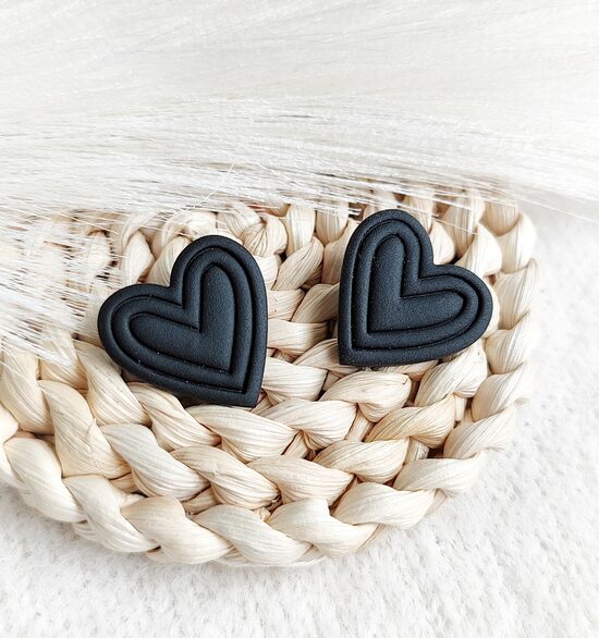 Colorful stud earrings in heart shape
