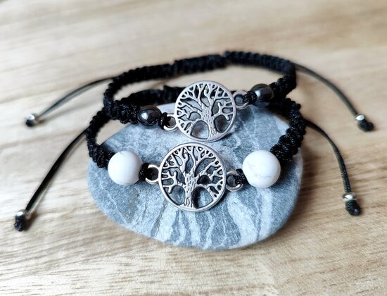 Dzīvības koka rokassprādze ar dabīgiem akmeņiem | Roku darbs