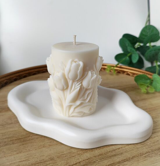 Decorative plaster candle and jewelry tray