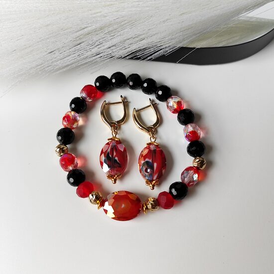 "Red spark" jewelry set